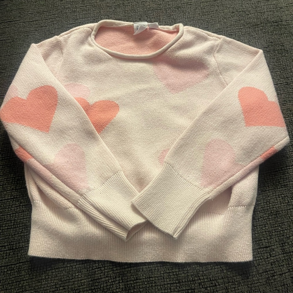 Pink Heart Pattern Crewneck Sweater